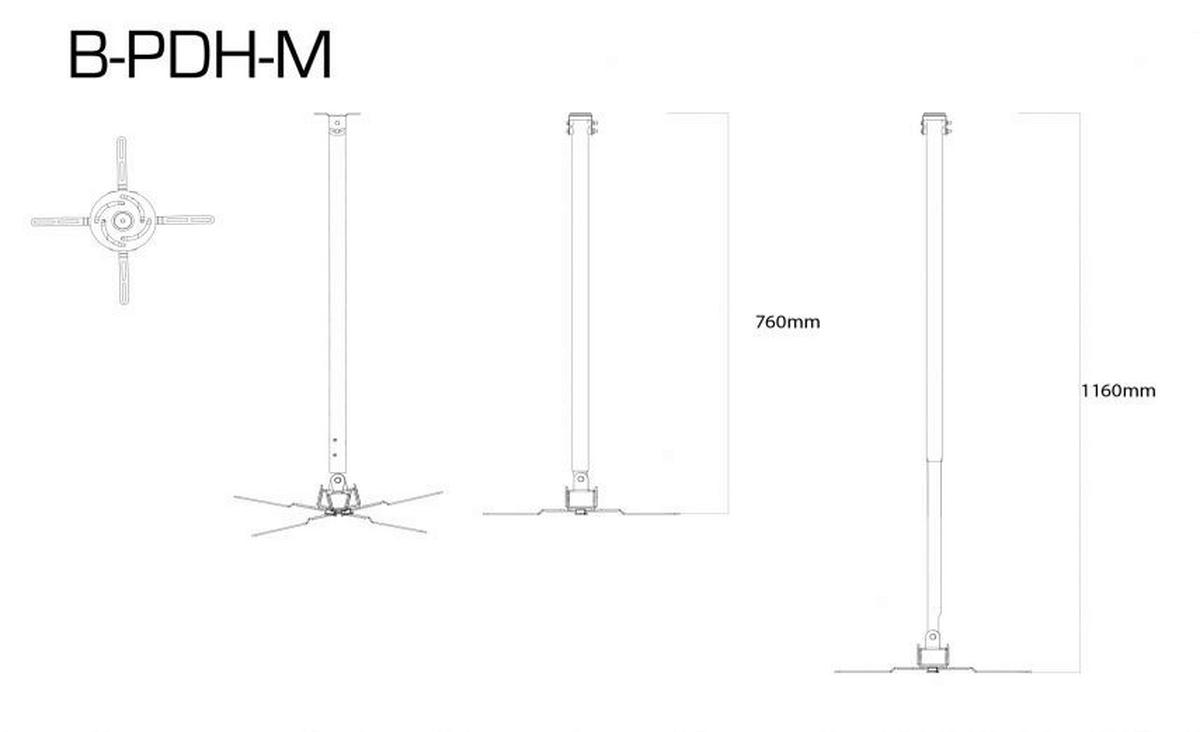 VCM Deckenhalterung Deckenhalterung schwarz Deckenhalterung B-PDH - schwarz (22,00/70,00/24,00cm) - VCM