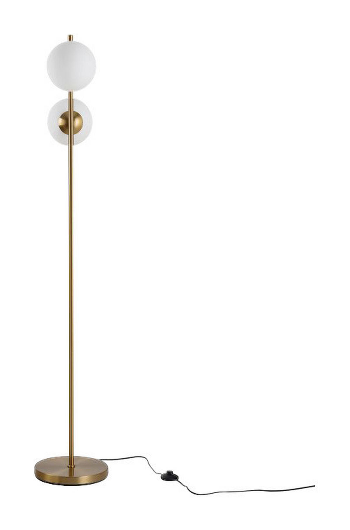 HOMCOM Stehleuchte B31-146V90GD gold weiß Stahl Glas B/H/L: ca. 28x165x28 cm E27 2 Brennstellen Stehleuchte B31-146V90GD - gold/weiß (28,00/28,00/165,00cm) - HOMCOM