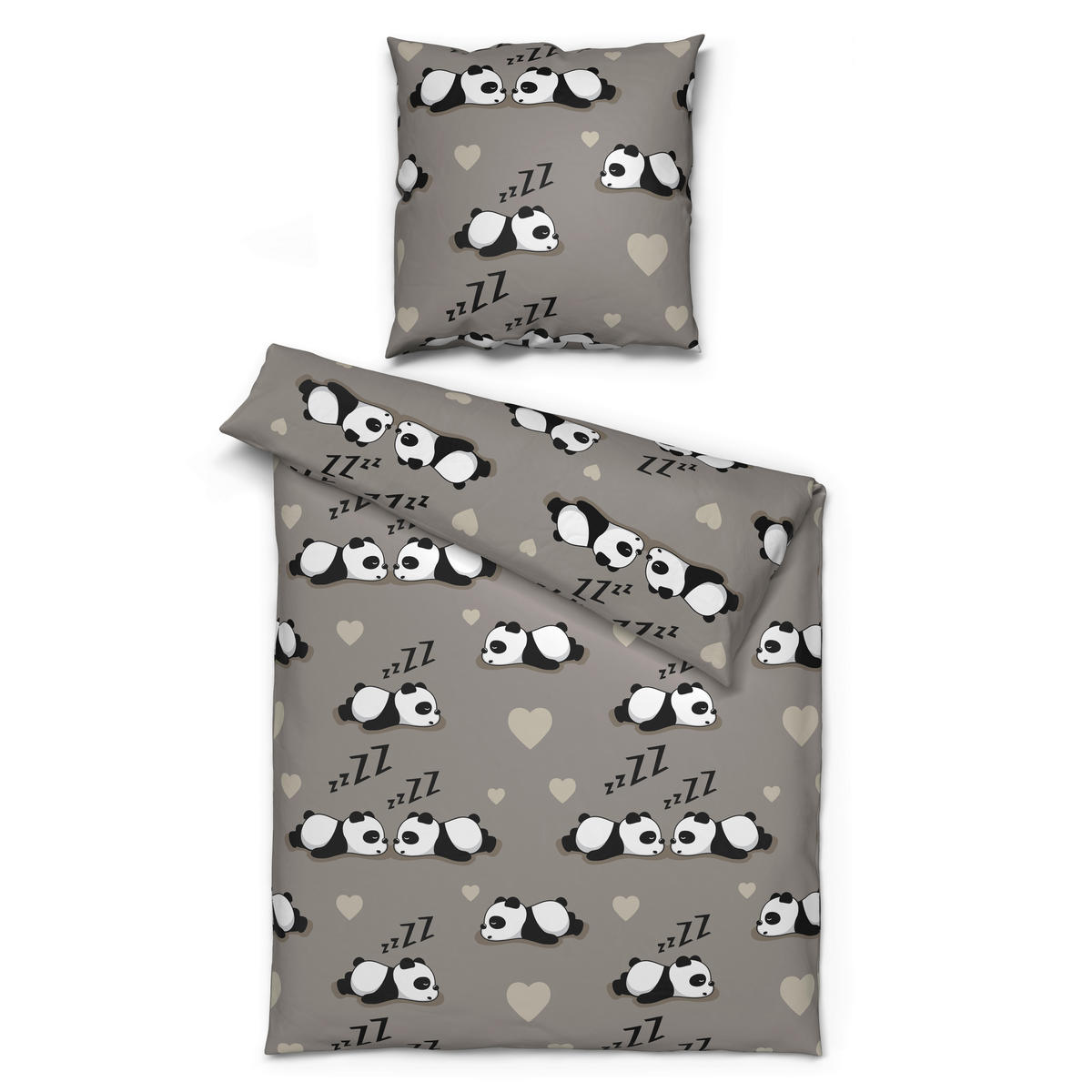 Microfaser Bettwäsche Bettwäsche_Microfaser Panda - grau (135,00/200,00cm)