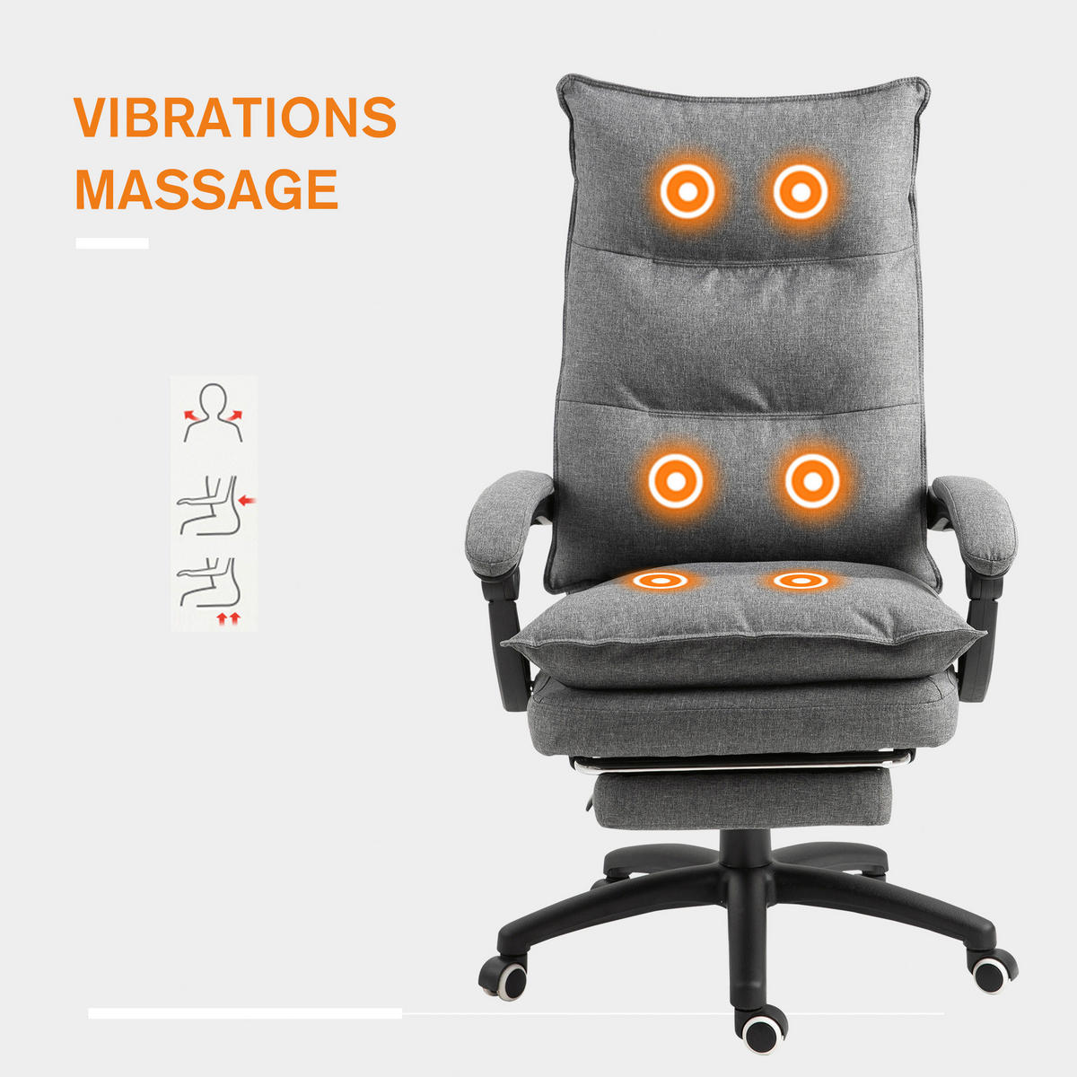 Vinsetto Massagestuhl MH921-232GY grau Schaumstoff Nylon B/H/T: ca. 70x130x62 cm Massagestuhl MH921-232GY - grau (70,00/130,00/62,00cm) - Vinsetto