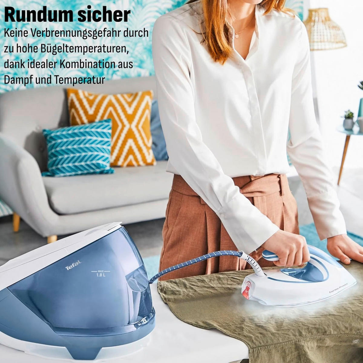 Tefal Dampfbügelstation blau weiß Express Protect - blau/weiß - Tefal