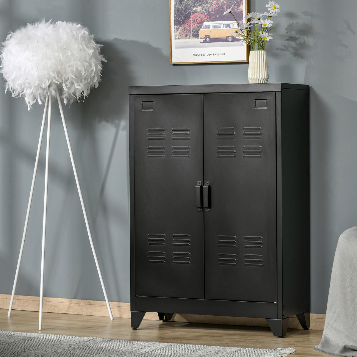 Sideboard 838-148BK schwarz B/H/T: ca. 75x110x33 cm 838-148BK - schwarz (75,00/110,00/33,00cm) - HOMCOM