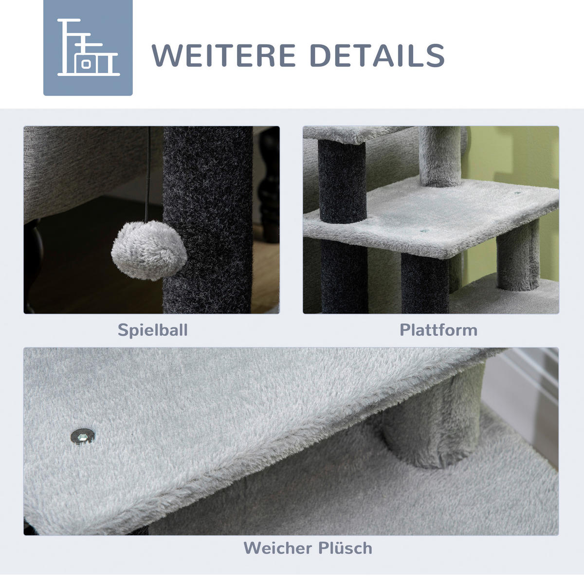 PawHut Haustiertreppe grau Spanplatte B/H/L: ca. 40x66x60 cm Haustiertreppe - schwarz/grau (60,00/40,00/66,00cm) - PawHut
