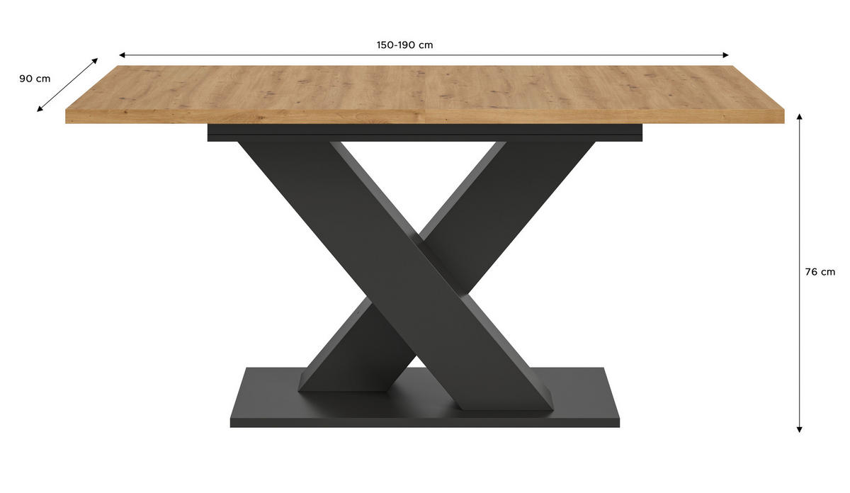 Esstisch Motion Artisan Nachbildung B/H/T: ca. 150x76x80 cm Motion - dunkelgrau (150,00/76,00/80,00cm) - xonox.home