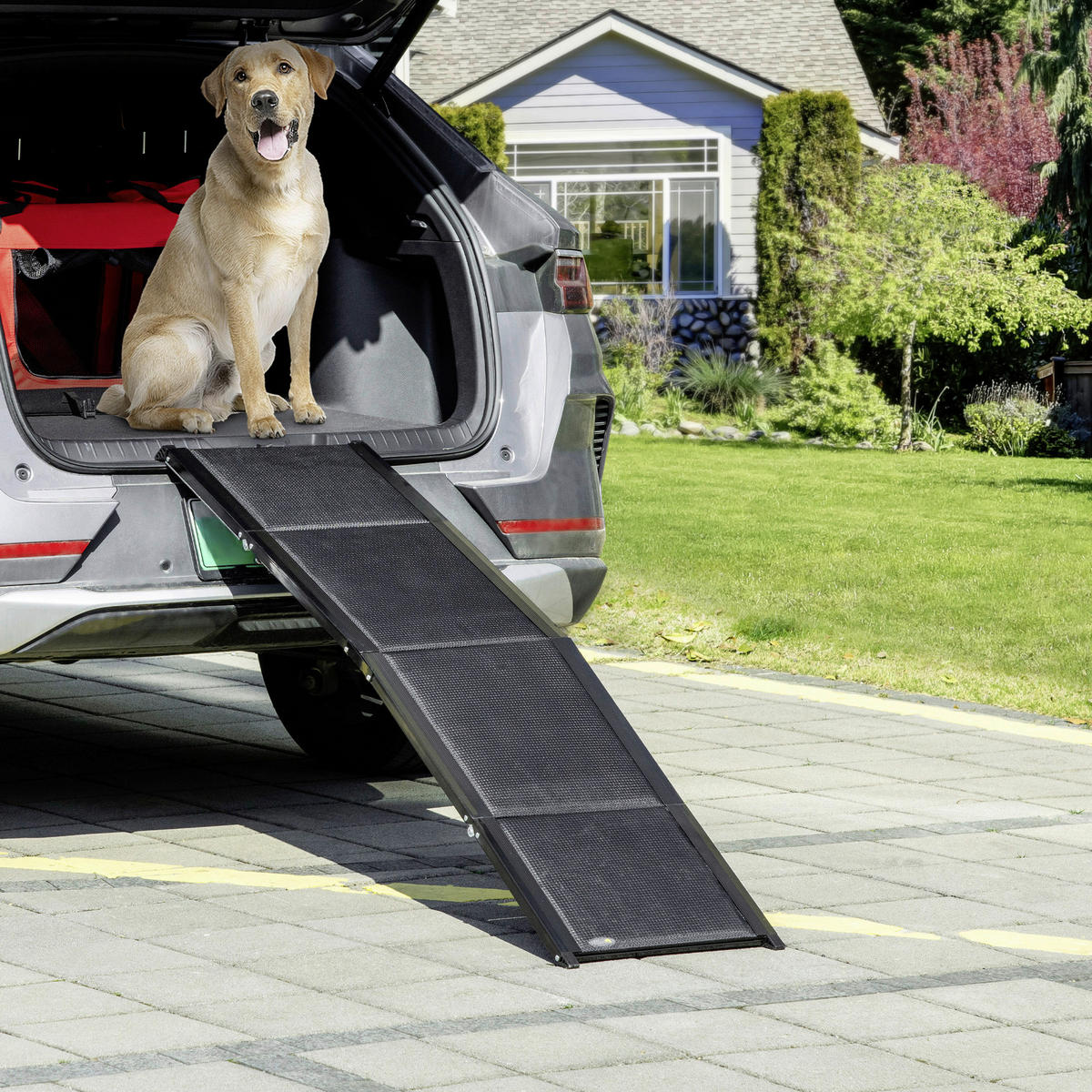 PawHut Klappbare Haustierrampe schwarz Aluminium B/H/L: ca. 43,5x158x2,5 cm Haustierrampe - schwarz (2,50/43,50/158,00cm) - PawHut