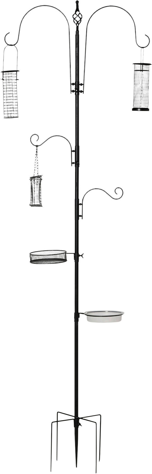 PawHut Tier-Zubehör schwarz Edelstahl B/H/L: ca. 54,5x54,5x208 cm Vogelfutterspender - schwarz (208,00/54,50/54,50cm) - PawHut