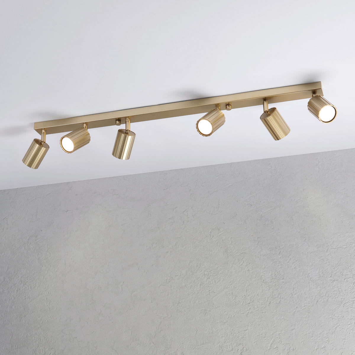 Lamkur Strahler gold Stahl B/H/L: ca. 6,5x16,5x117 cm 6 Brennstellen Prisma - gold (117,00/6,50/16,50cm) - Lamkur