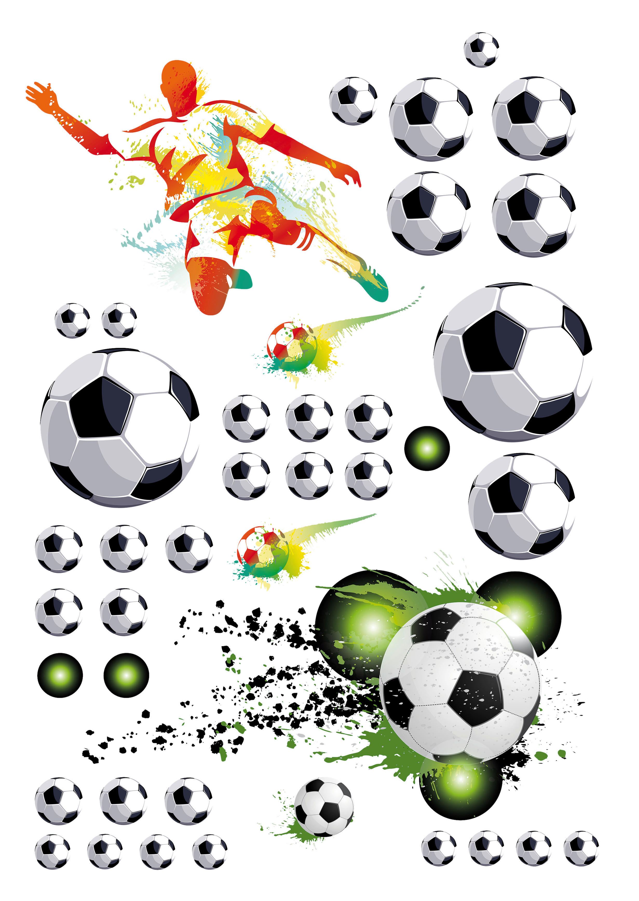 Dekosticker Fussball bunt B/L: ca. 50x70 cm 2 tlg.