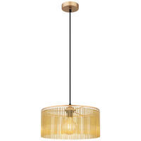 GLOBO Pendelleuchte LEEDS 33080145 schwarz gold amber Kunststoff Metall H/D: ca. 135x35 cm E27 1 Brennstellen LEEDS - gold/schwarz (35,00/135,00cm) - GLOBO