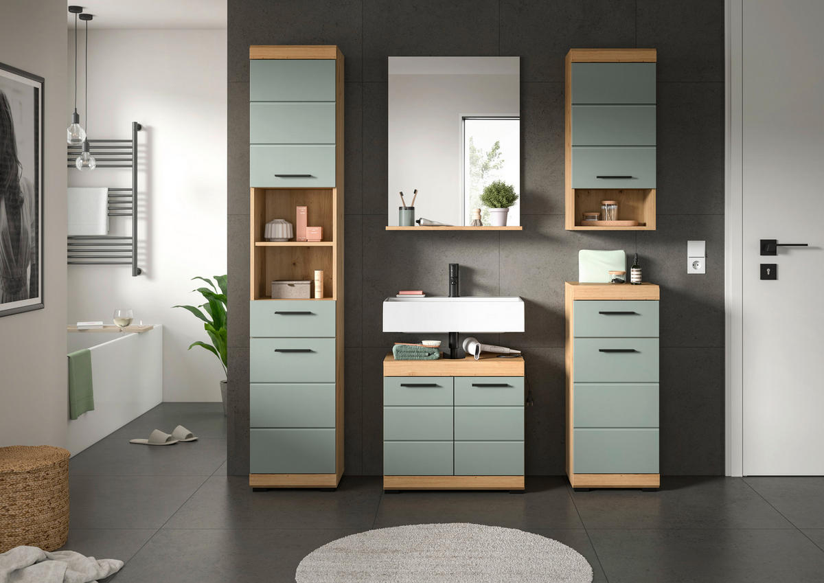 Badezimmer-Set Scout Eiche Artisan Nachbildung salbei Nachbildung B/H/T: ca. 164x191x34 cm Scout - Eiche/salbei (164,00/191,00/34,00cm) - xonox.home