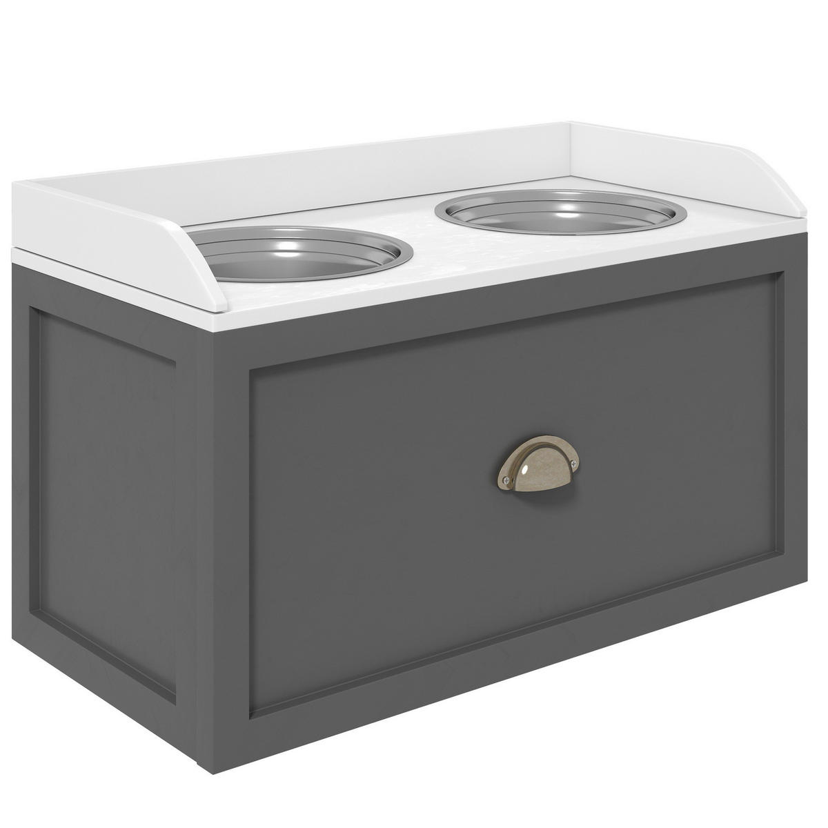 PawHut Hundenapf grau MDF B/H/L: ca. 30x36x60 cm Hundenapf - grau (60,00/30,00/36,00cm) - PawHut
