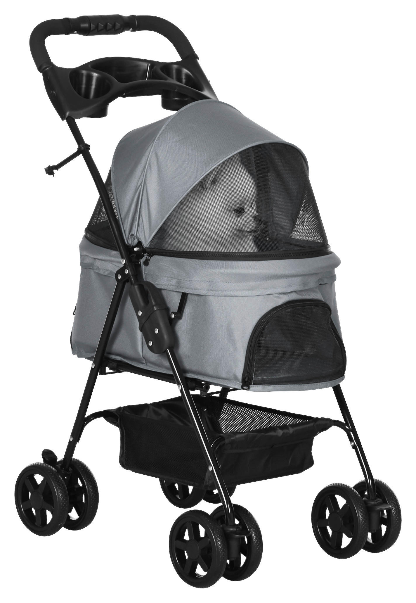 PawHut Hunde-Zubehör grau Polypropylen B/H/L: ca. 45x67x96 cm Hundewagen - grau (96,00/45,00/67,00cm) - PawHut
