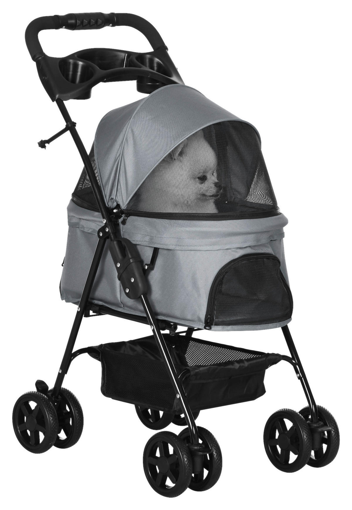 PawHut Hunde-Zubehör grau Polypropylen B/H/L: ca. 45x67x96 cm Hundewagen - grau (96,00/45,00/67,00cm) - PawHut