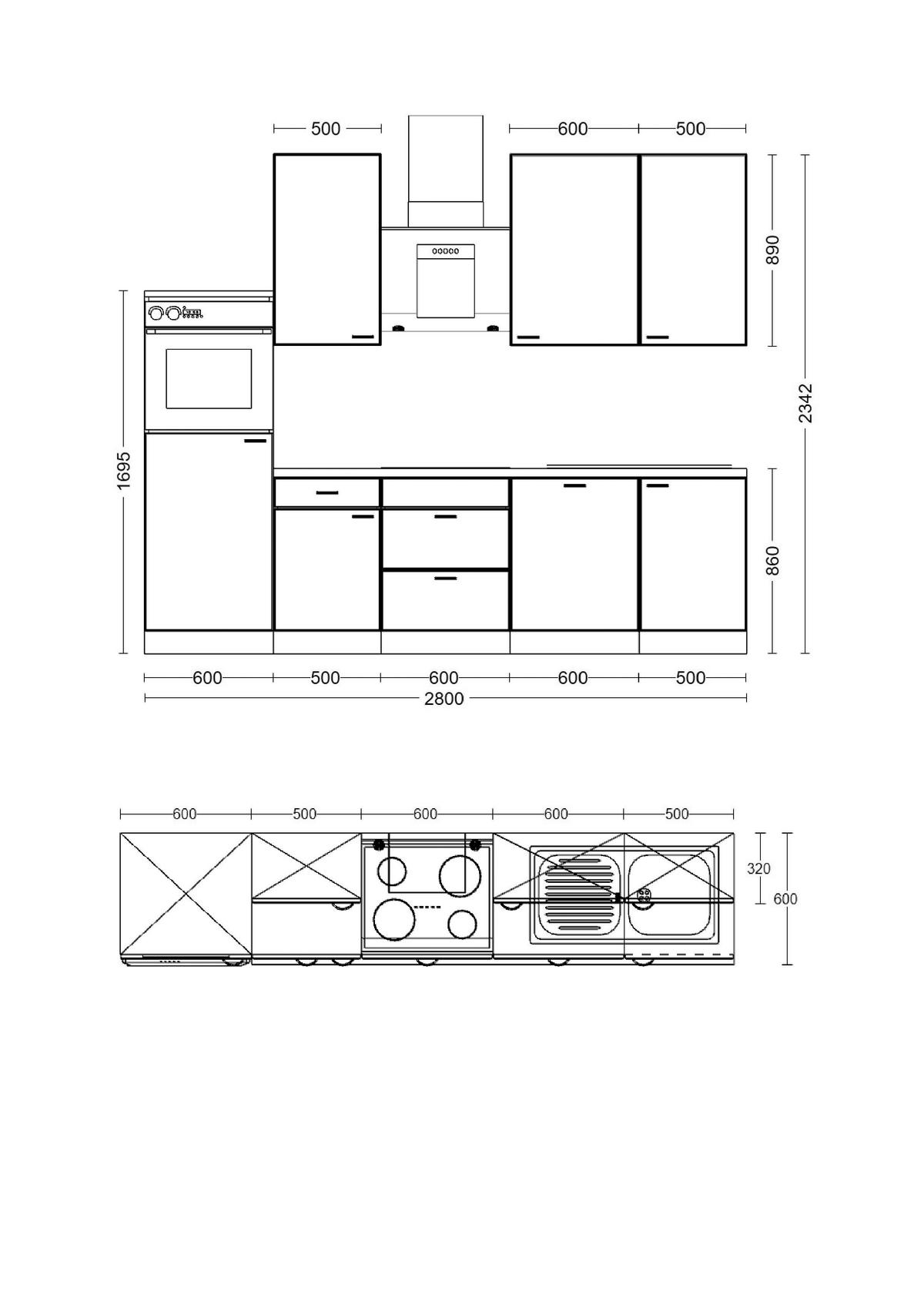 Küchenblock Valero weiß Hochglanz B/H/T: ca. 280x234x60 cm Valero - Eiche/weiß (280,00/234,00/60,00cm) - Flex-Well
