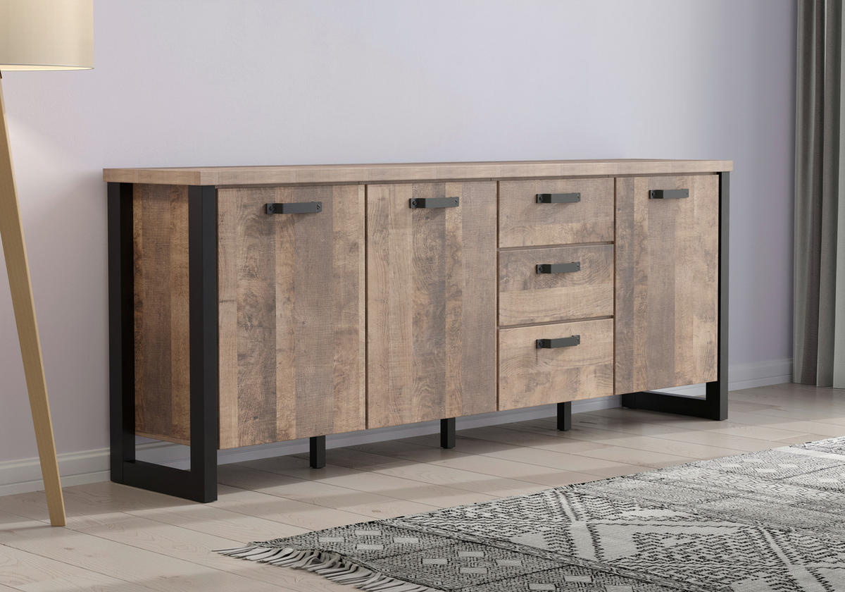 Sideboard Emile Eiche Tabak Nachbildung B/H/T: ca. 214x86x45 cm Emile - Eiche (214,00/86,00/45,00cm) - Trendteam