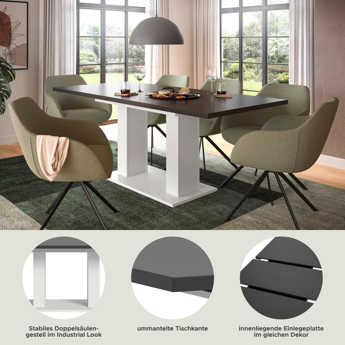 Esstisch MOTION grau B/H/T: ca. 150x76x90 cm MOTION - grau (150,00/76,00/90,00cm) - xonox.home