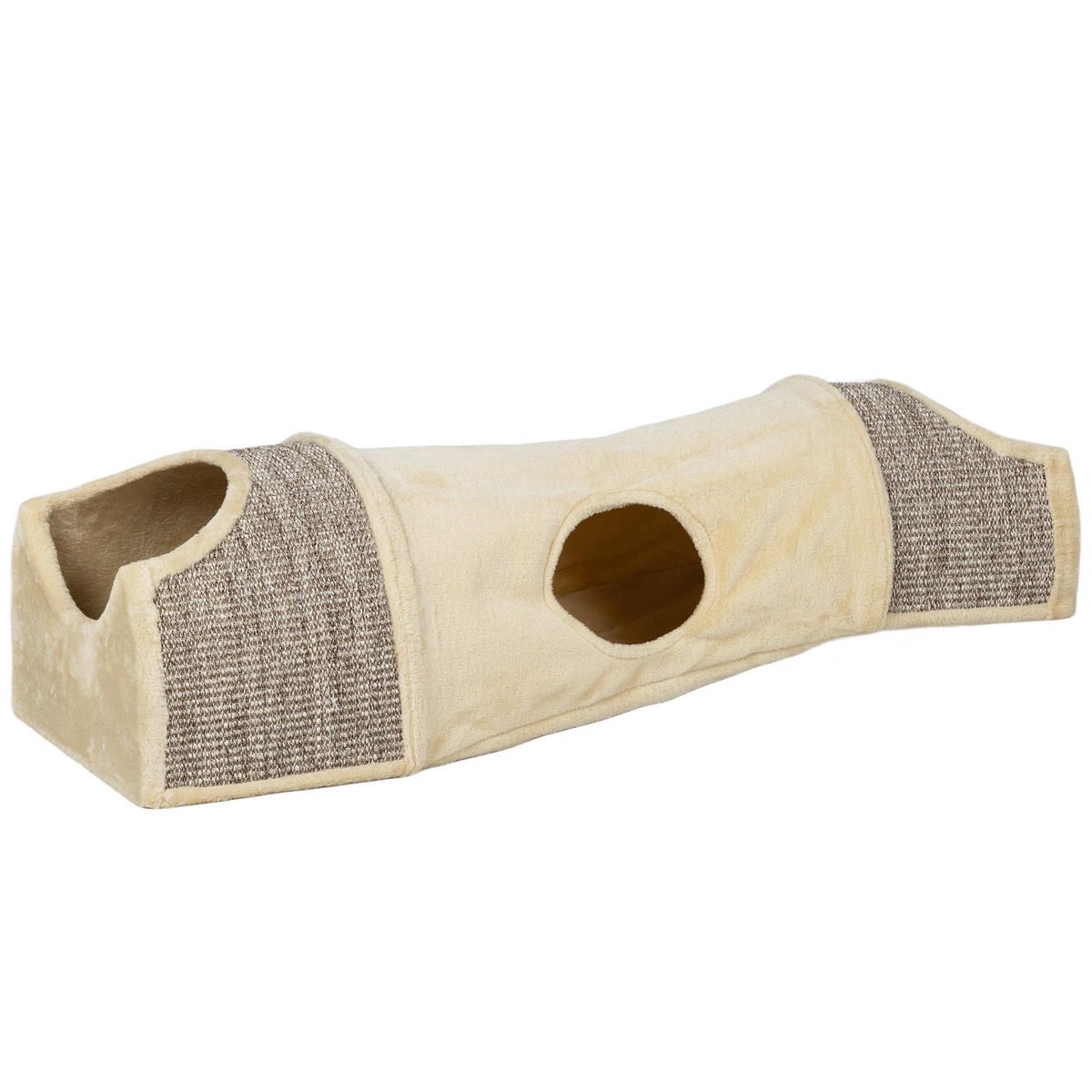 PawHut Katzentunnel beige Spanplatte B/H/L: ca. 38x29x107 cm Katzentunnel - beige (107,00/38,00/29,00cm) - PawHut