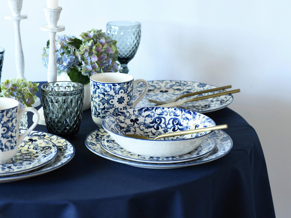 CreaTable Kombiservice Fresco blau Steingut 16 tlg. Fresco - blau (33,00/33,00/30,50cm) - CreaTable