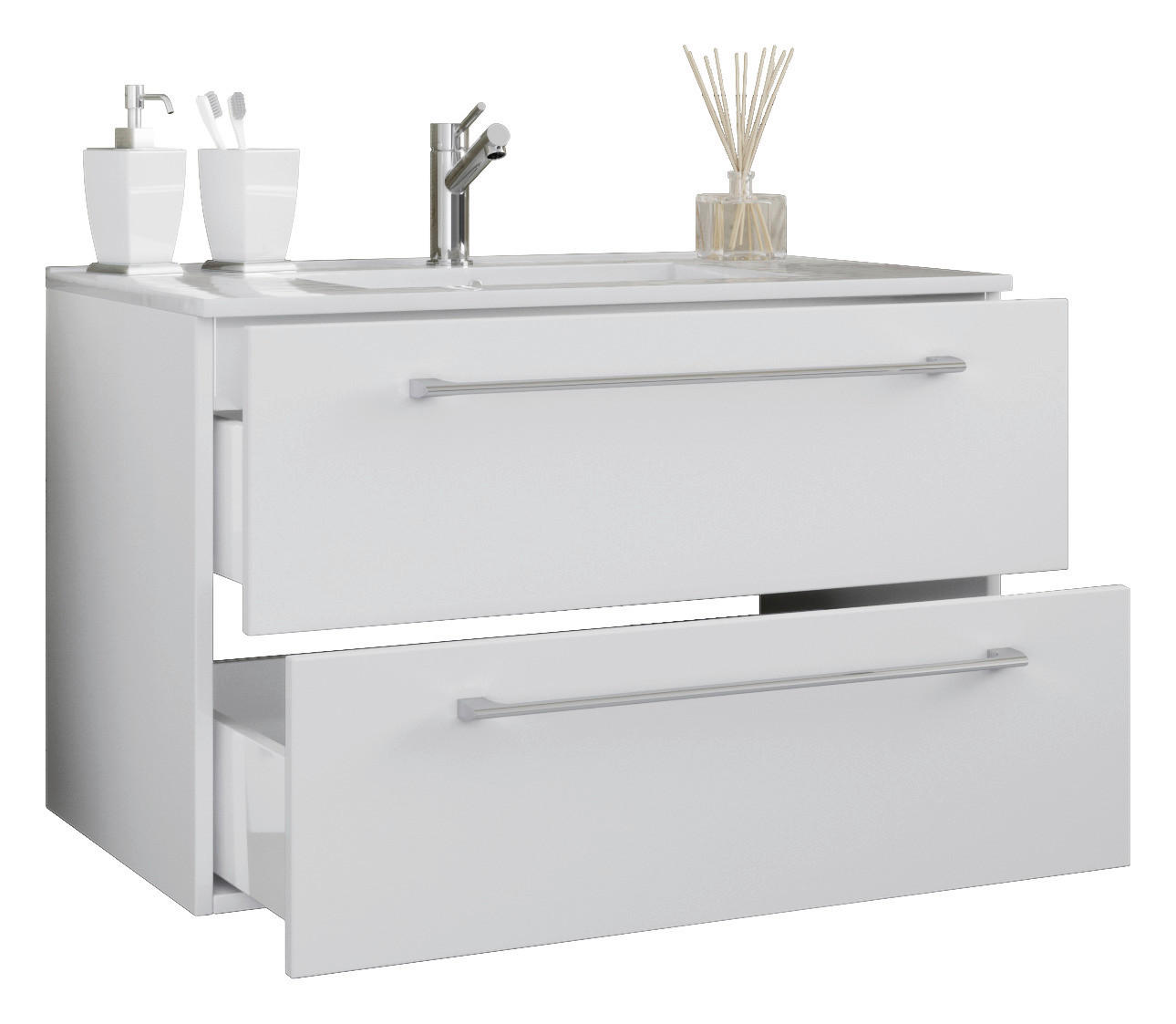 Badblock 2tlg-Badinos weiß weiß B/H/T: ca. 81x52x46 cm 2tlg-Badinos - weiß (81,00/52,00/46,00cm) - VCM Möbel