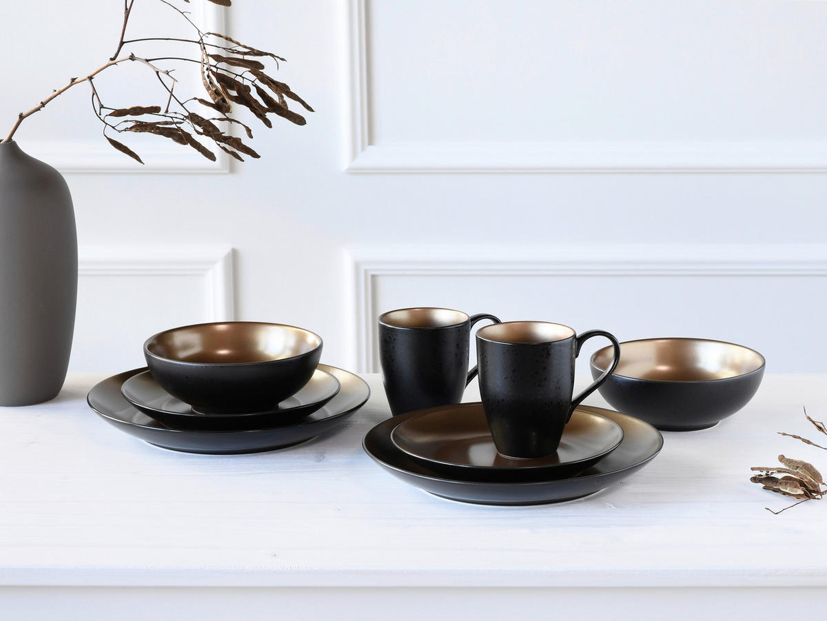 CreaTable Kombiservice Glamour gold Keramik Glamour - gold/schwarz - CreaTable