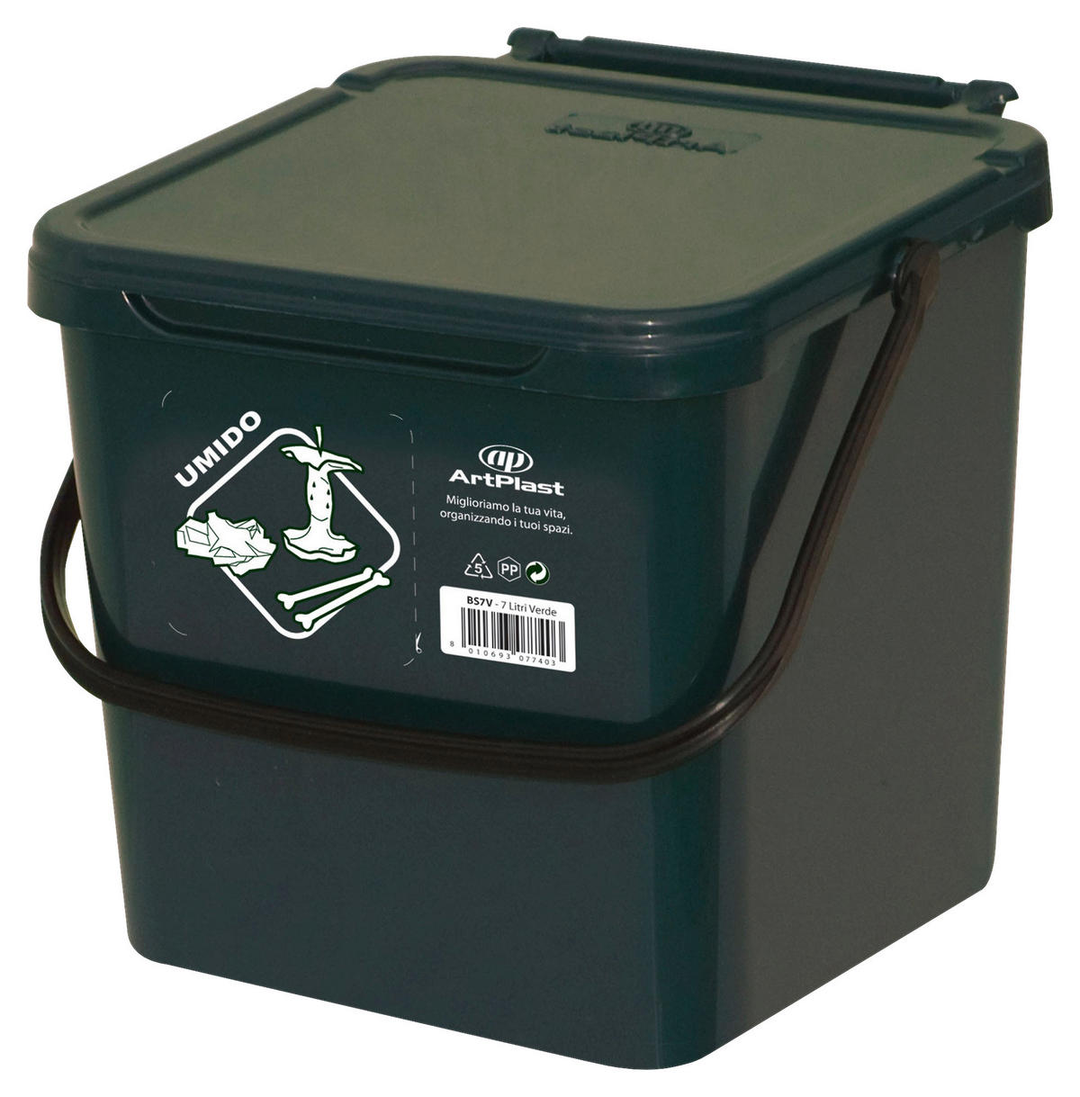Eco-Logico Abfalleimer grün B/H/L: ca. 24x20,5x23,7 cm Abfalleimer 7l - grün (23,70/24,00/20,50cm) - Eco-Logico