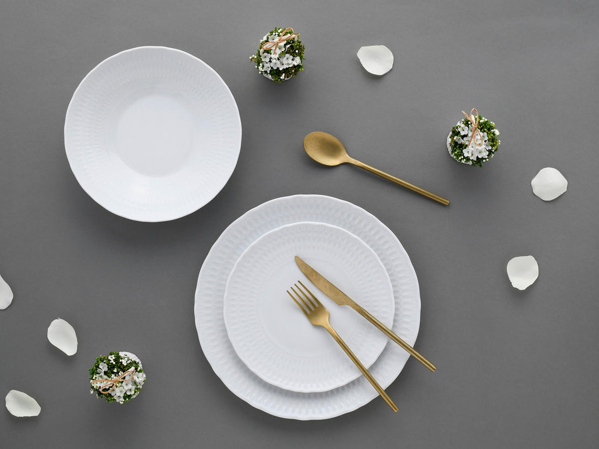 CreaTable Tafelservice SOFIA - White weiß Porzellan 12 tlg. SOFIA - White - weiß - CreaTable