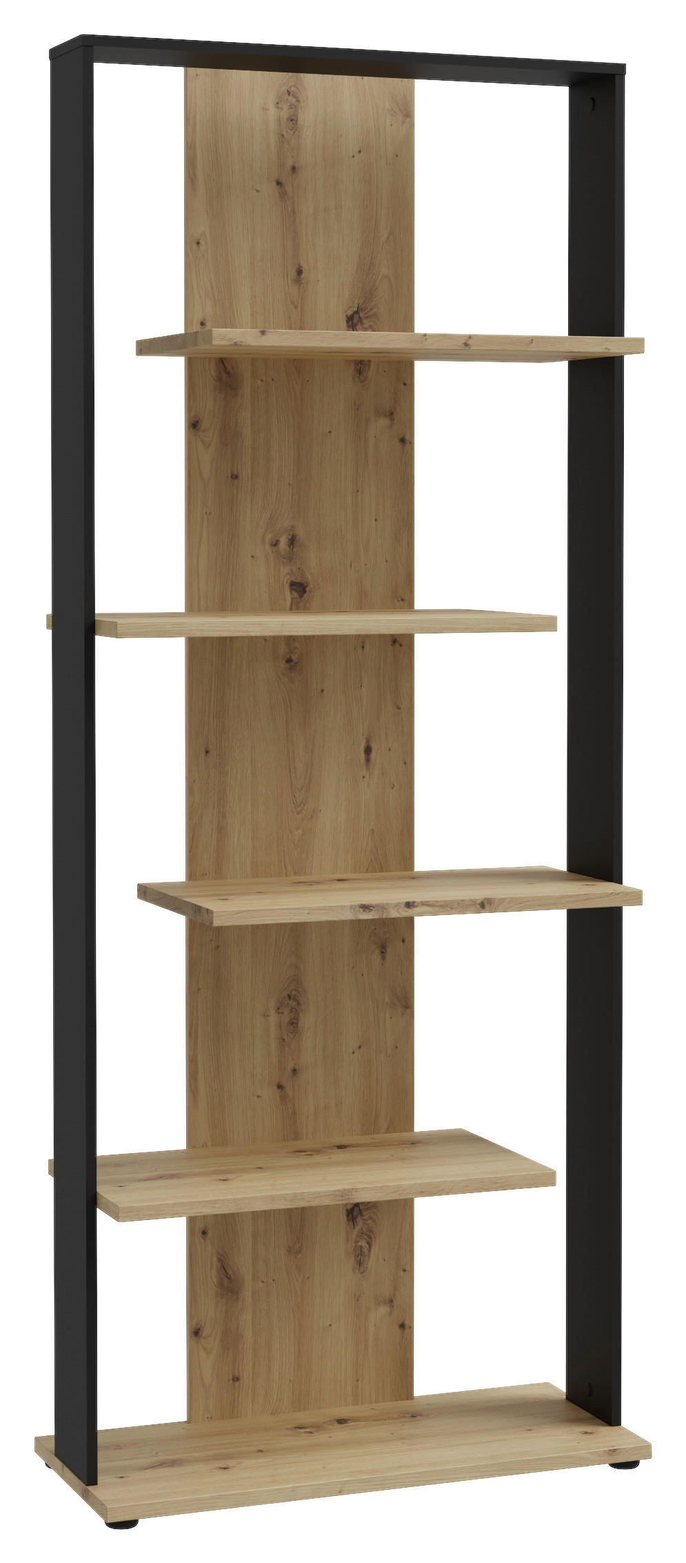 Regal  Eiche Artisan Nachbildung schwarz B/H/T: ca. 80x198x35 cm Erik_Regal ERKR711-M922 - Eiche/schwarz (80,00/198,00/35,00cm)