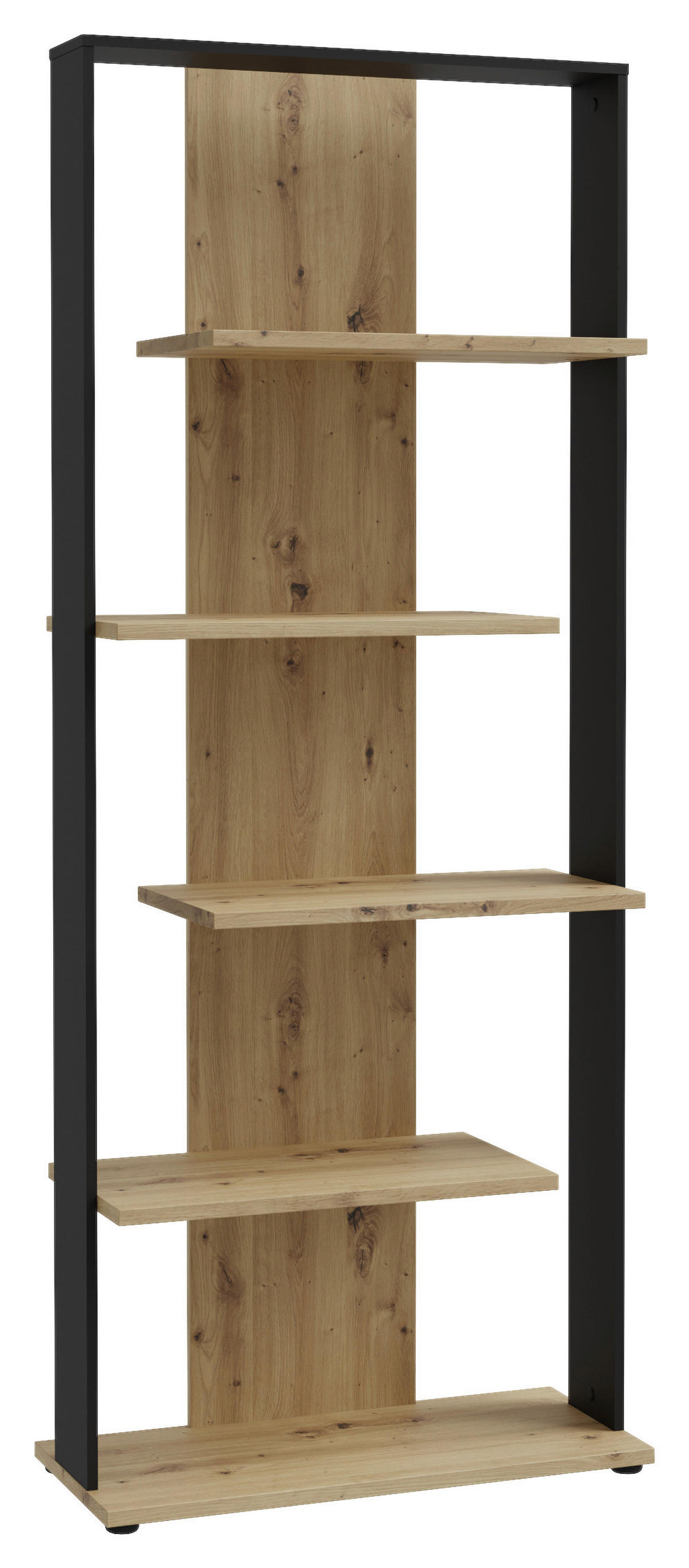 Regal  Eiche Artisan Nachbildung schwarz B/H/T: ca. 80x198x35 cm Erik_Regal ERKR711-M922 - Eiche/schwarz (80,00/198,00/35,00cm)