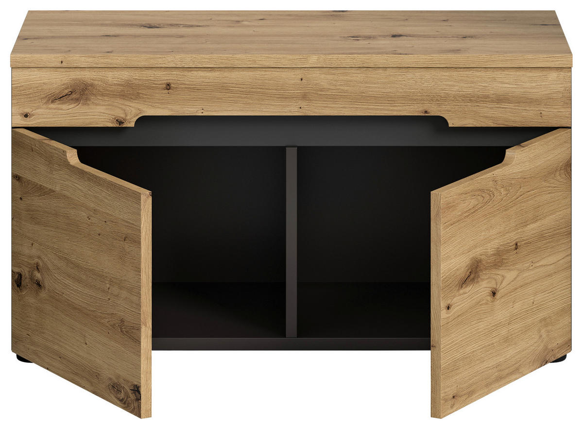 Sitzbank CANU edles Basaltgrau Nachbildung Eiche Artisan Nachbildung B/H/T: ca. 80x45x37 cm CANU - Eiche/edles Basaltgrau (80,00/45,00/37,00cm) - xonox.home