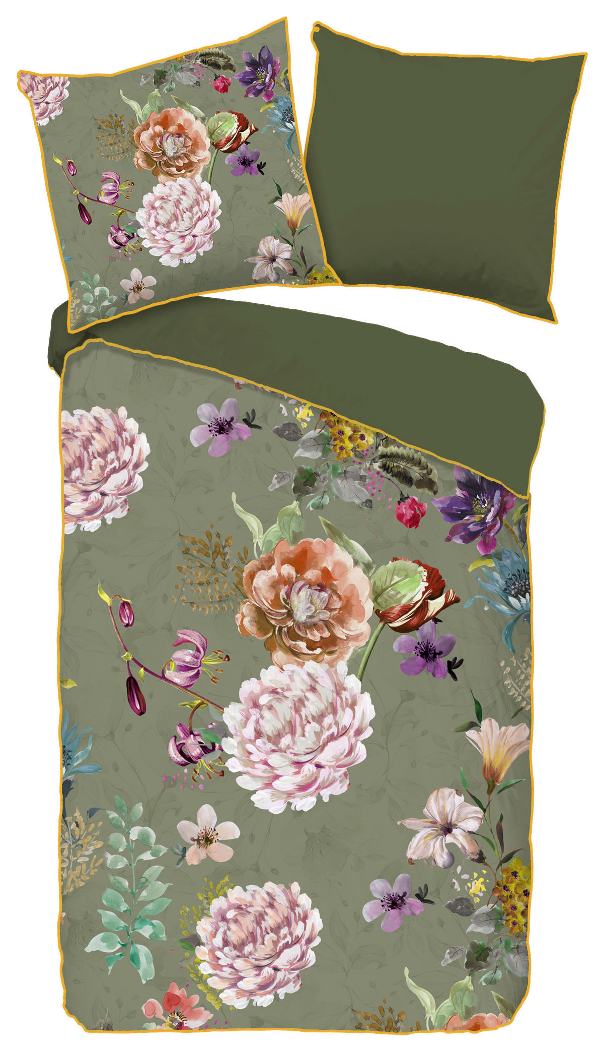 Baumwoll Bettwäsche Parma Satin Parma - grün (155,00/220,00cm) - Descanso