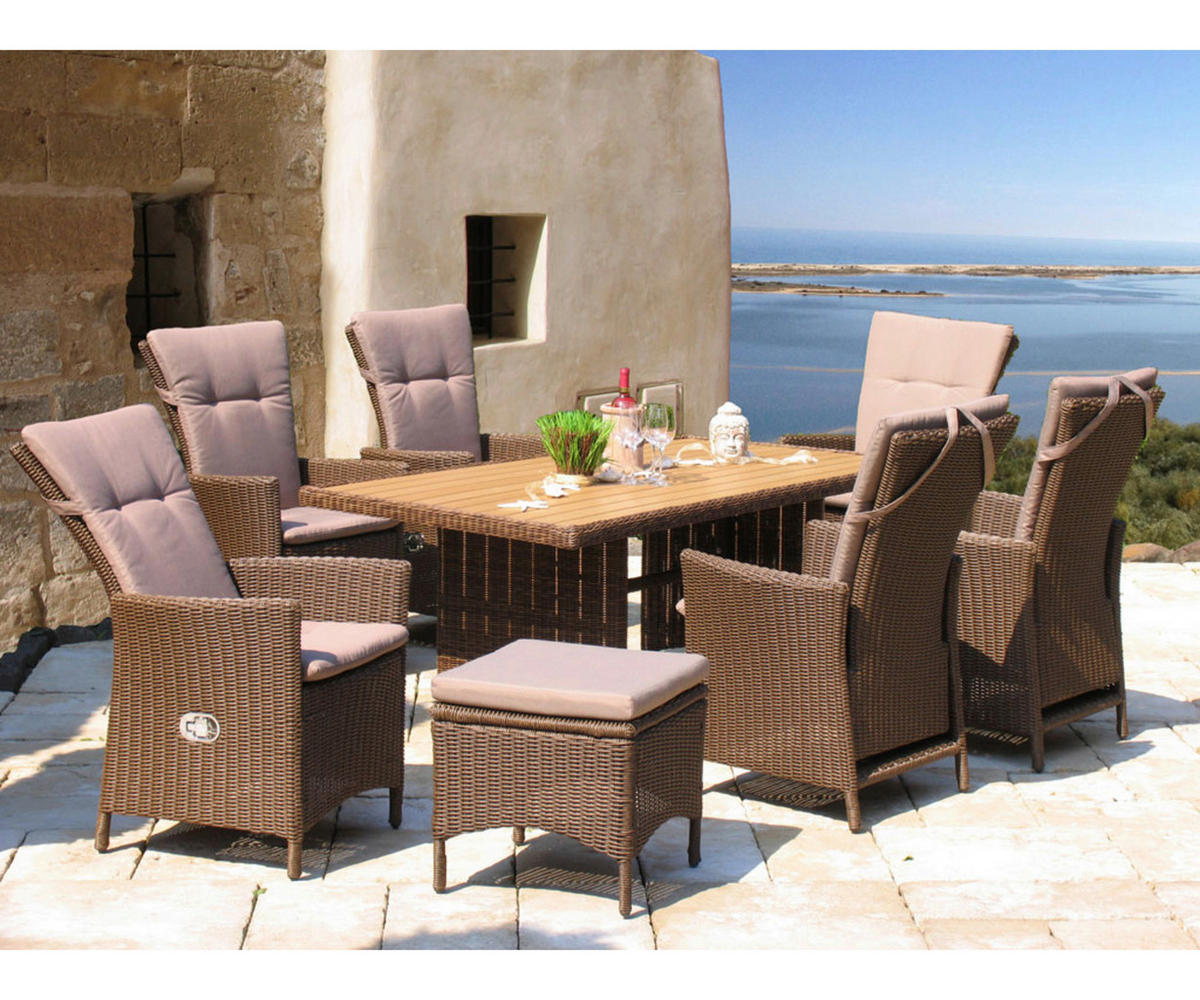 Grasekamp Gartentisch Ibiza braun Polyrattan B/H/L: ca. 90x72x90 cm Ibiza - braun/hellbraun (90,00/90,00/72,00cm) - Grasekamp