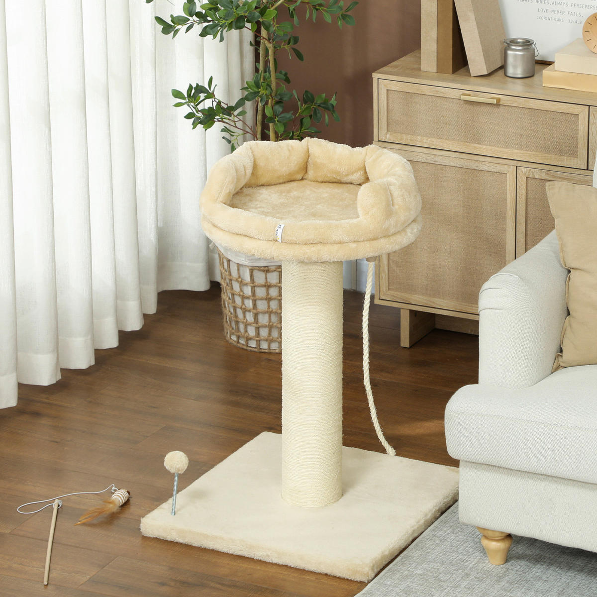 PawHut Kratzbaum beige Plüsch B/H/L: ca. 55x83x55 cm Kratzbaum - beige (55,00/55,00/83,00cm) - PawHut