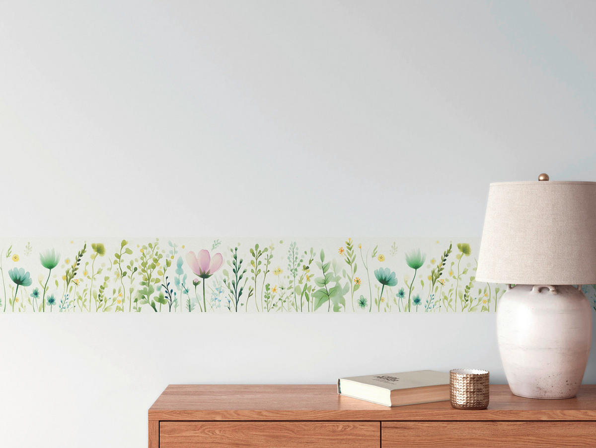 A.S.Création Bordüre weiß gelb grün B/H/D: ca. 17x500x6,8 cm Bordüre_selbstklebend - weiß/gelb (6,80/500,00cm) - A.S.Creation