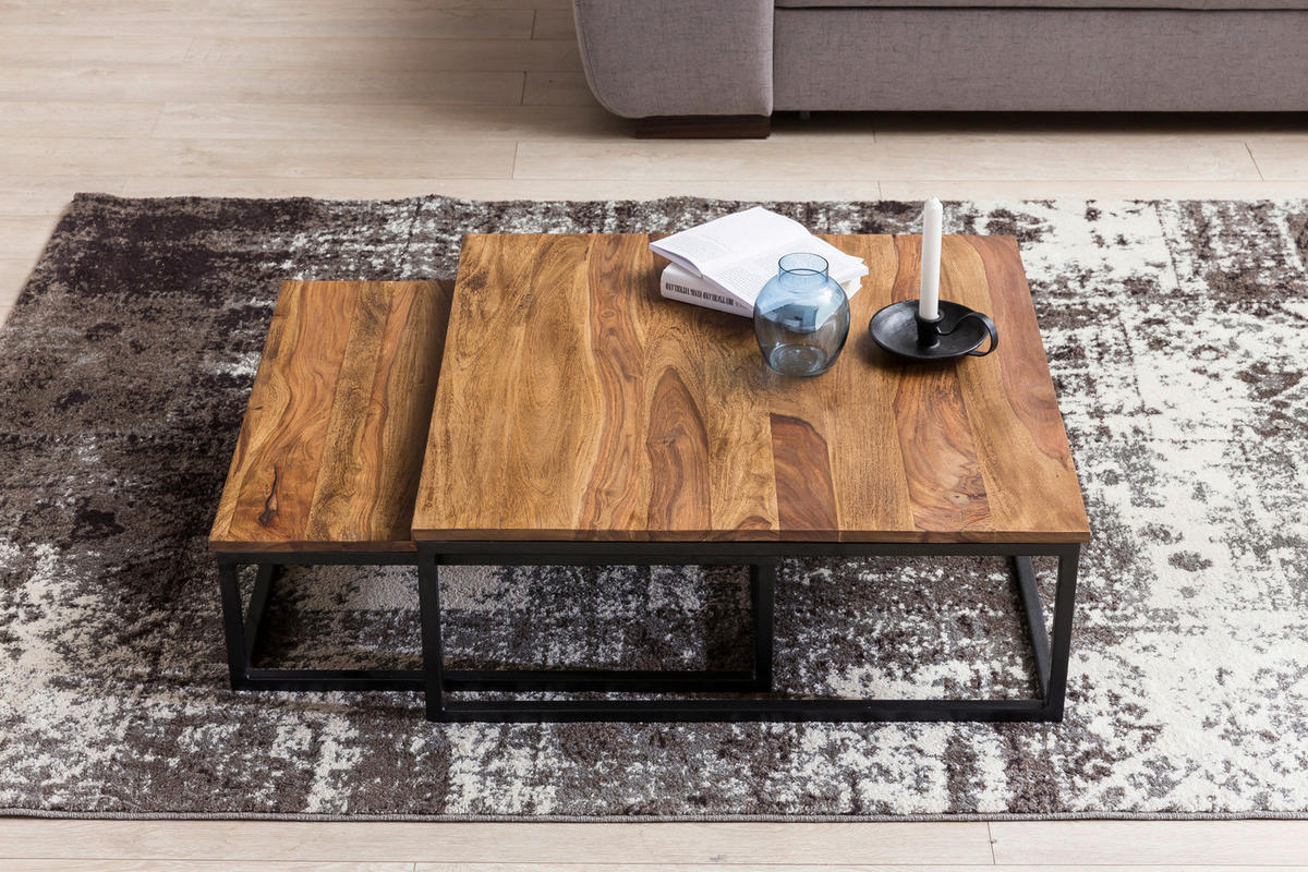 Couchtisch 2er-Set. braun B/H/T: ca. 75x27x75 cm 2er-Set. - braun (75,00/27,00/75,00cm) - Wohnling
