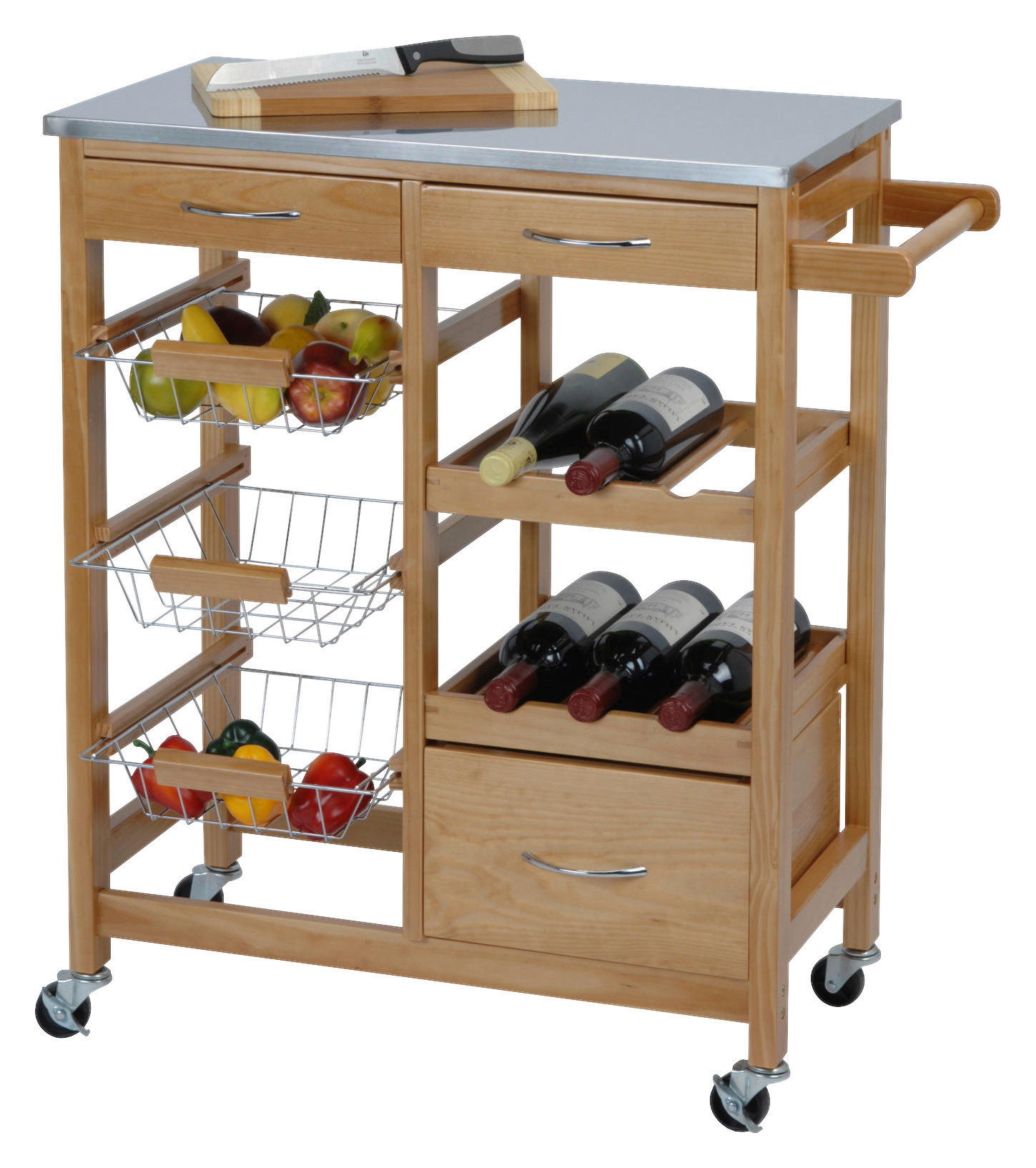 Küchenwagen braun Holz B/H/L: ca. 36x84x66 cm Küchenwagen - braun/silber (66,00/36,00/84,00cm)