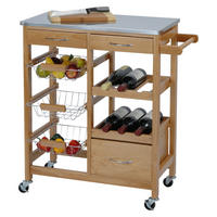 Küchenwagen braun Holz B/H/L: ca. 36x84x66 cm Küchenwagen - braun/silber (66,00/36,00/84,00cm)