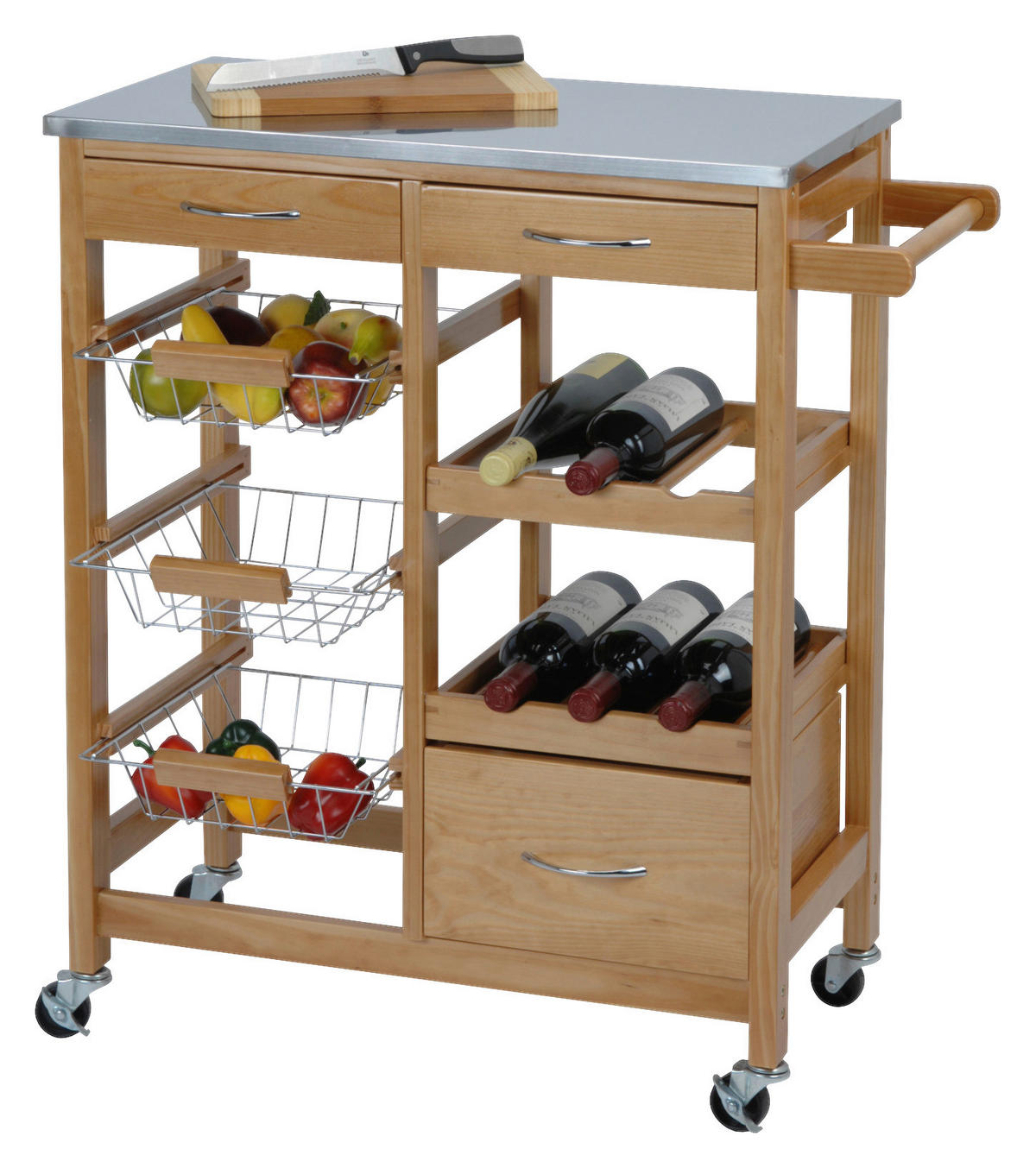 Küchenwagen braun Holz B/H/L: ca. 36x84x66 cm Küchenwagen - braun/silber (66,00/36,00/84,00cm)