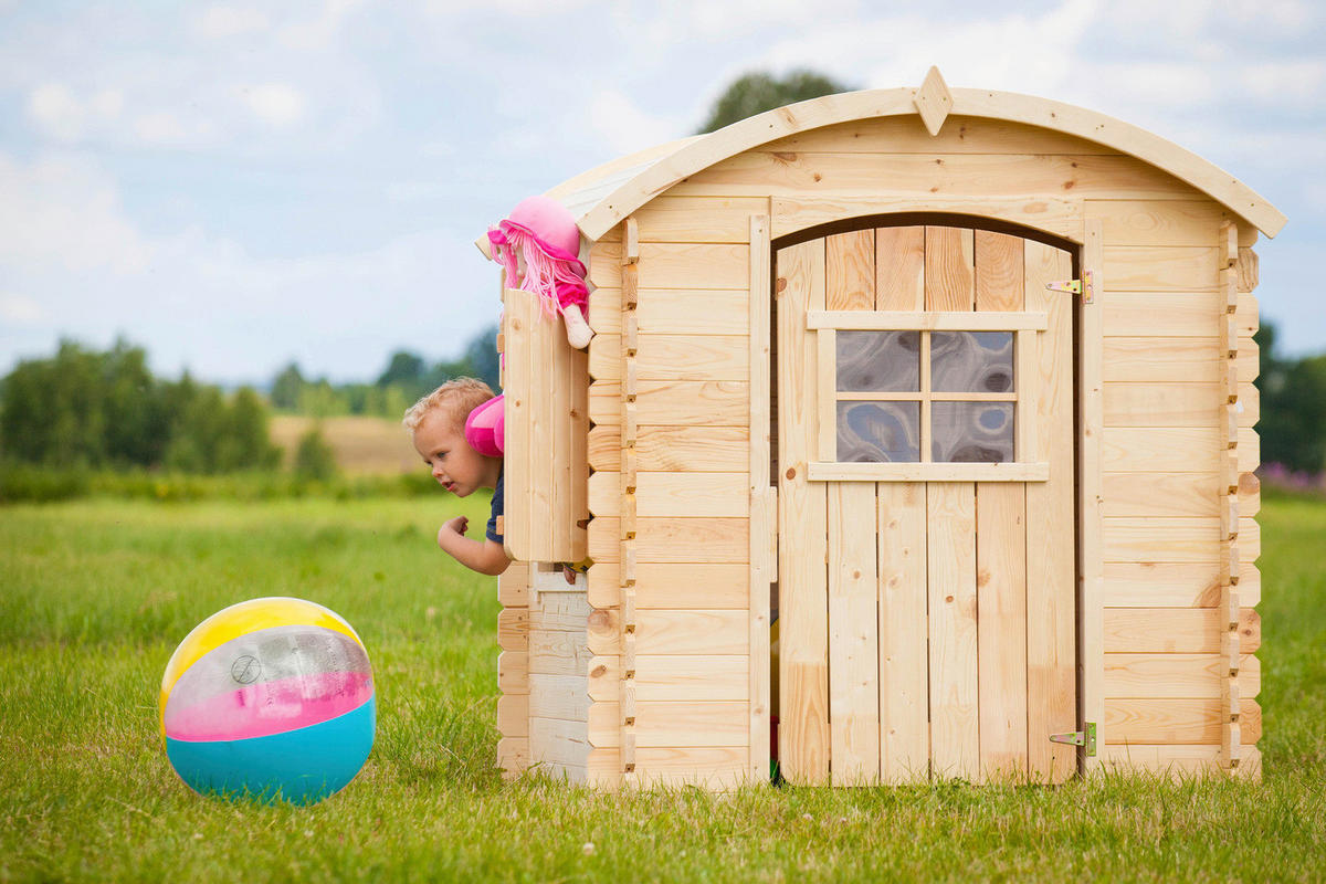 Timbela Kinderspielhaus M505 natur B/H/L: ca. 146x145x112 cm M505 - natur (112,00/146,00/145,00cm) - Timbela