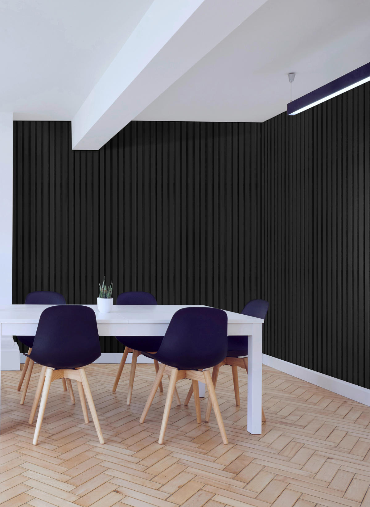 Wand-und Akustikpaneel mattschwarz L/B/H: ca. 240x56,1x1,9 cm pro Stück Akustikpaneel 240x56 schwarz matt - mattschwarz (240,00/56,10/1,90cm)