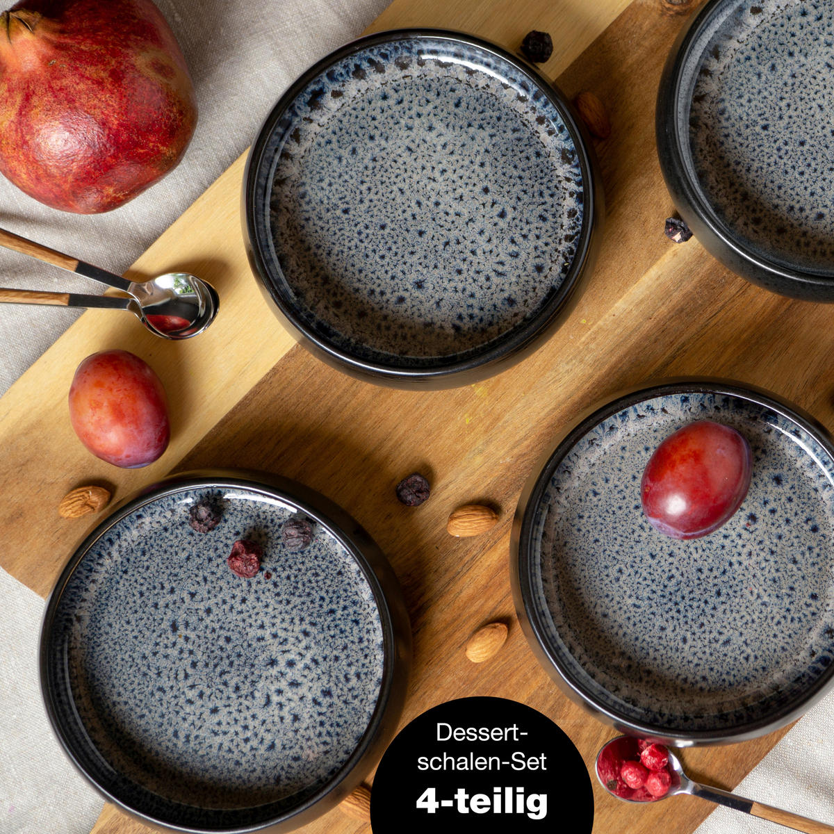 Moritz & Moritz Dessertschalen-Set grauschwarz Steinzeug H/D: ca. 5x19 cm Dessertschalen_4erSet - grauschwarz (19,00/5,00cm) - Moritz & Moritz