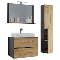 Waschplatz 4tlg-Lendas weiß anthrazit Eiche Honig Nachbildung B/H/T: ca. 80x52x52 cm 4tlg-Lendas - Eiche/weiß (80,00/52,00/52,00cm) - VCM Möbel