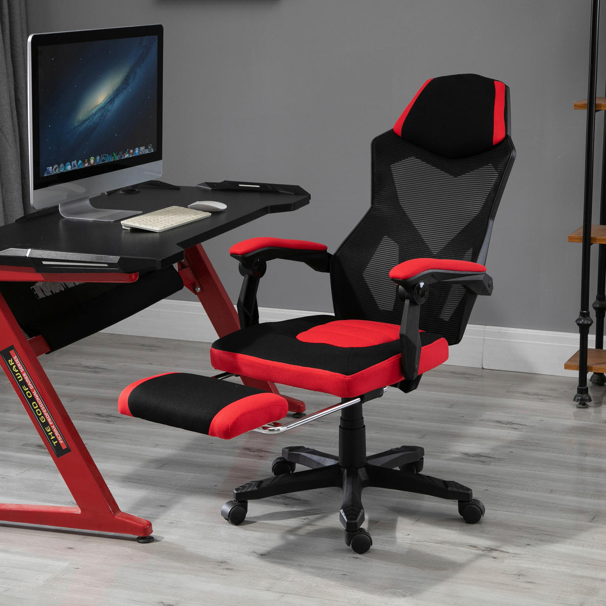 Drehstuhl 921-233 schwarz rot 921-233 - rot/schwarz (58,00/72,00cm) - Vinsetto