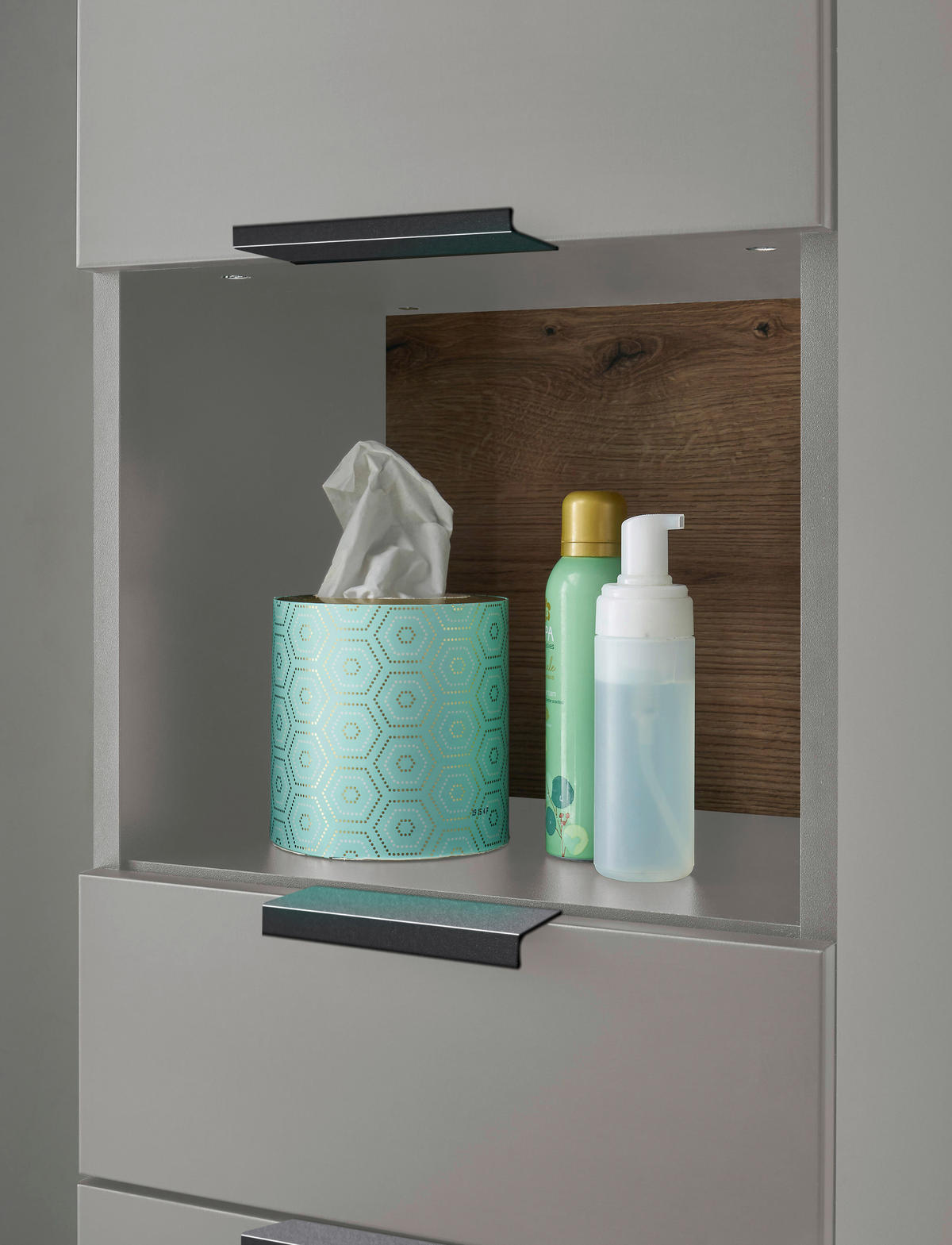 Hochschrank Denver grau matt Eiche Evoke Coast Nachbildung B/H/T: ca. 38x195x32 cm Denver - Eiche/grau (38,00/195,00/32,00cm)