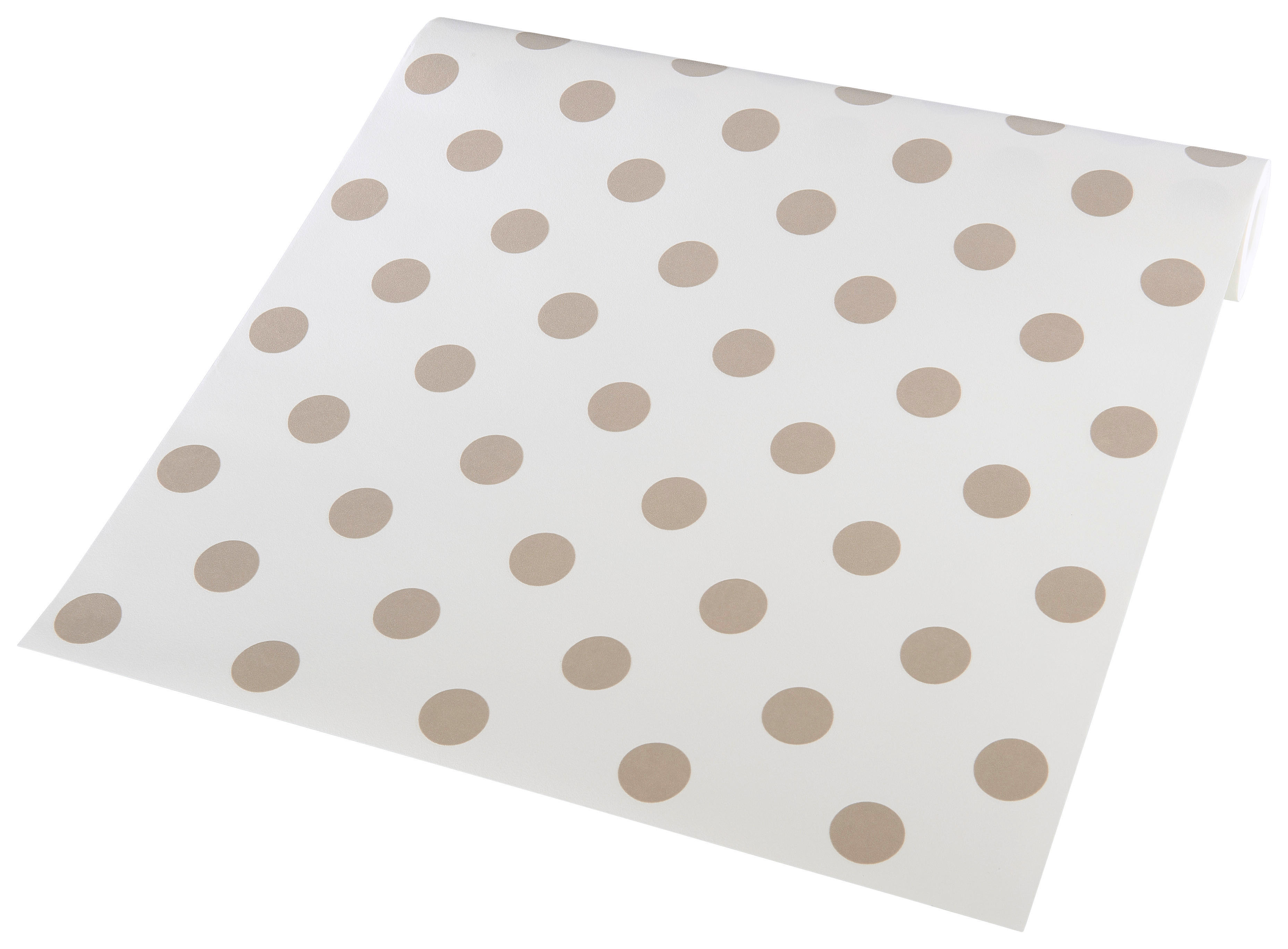 Vliestapete Punkte weiß beige B/L: ca. 53x1005 cm Vliestapete_36934-1 - beige/weiß (53,00/1005,00cm)