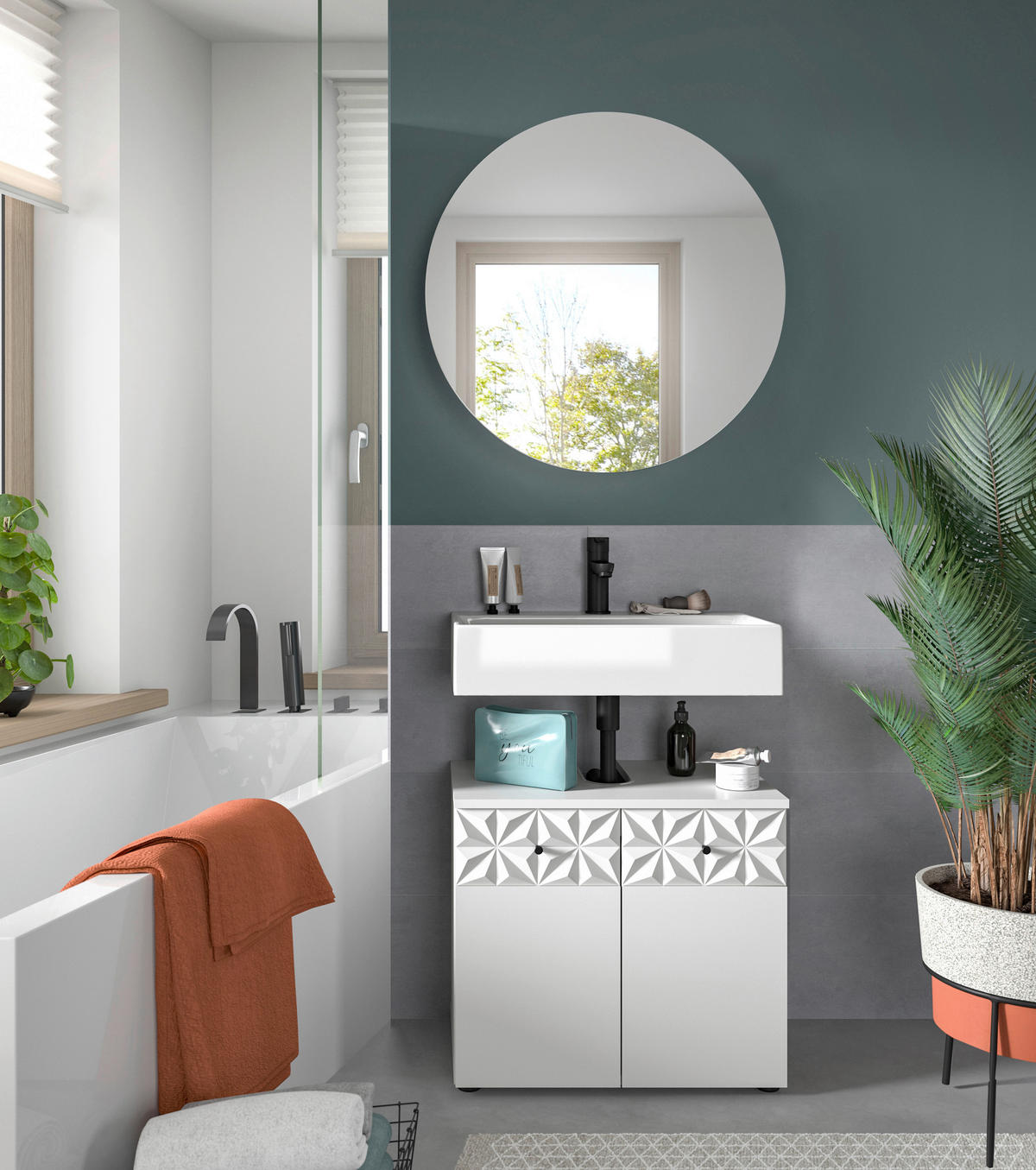 Badezimmer-Set Prisma weiß B/H/T: ca. 60x187x37 cm Prisma - weiß (60,00/187,00/37,00cm) - xonox.home