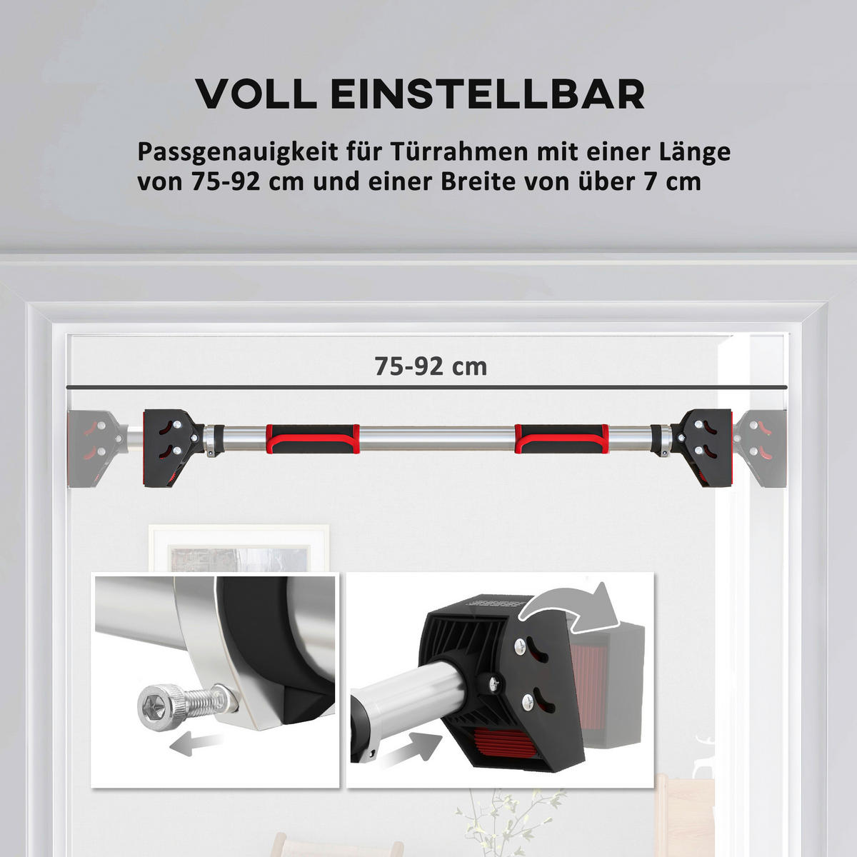 SPORTNOW Klimmzugstange rot Edelstahl B/H/L: ca. 10x7x92 cm Klimmzugstange - rot/schwarz (92,00/10,00/7,00cm) - SPORTNOW