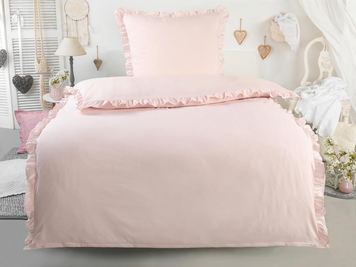 Microfaser Bettwäsche Bettwäsche-Microfaser_Rüschen - rosé (135,00/200,00cm)