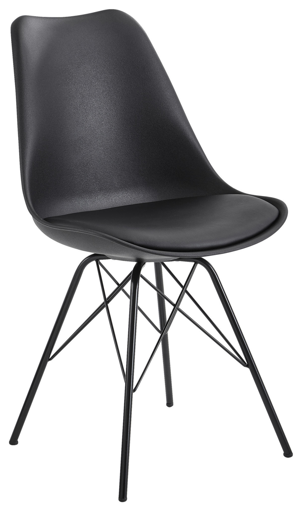 Stuhl 2er.-Set. schwarz Kunstleder Eisen B/H/T: ca. 58x86x48 cm 2er.-Set. - schwarz (58,00/86,00/48,00cm) - Wohnling
