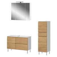 Badezimmer-Set 7966-559 weiß Eiche Grand-Son Nachbildung B/H/T: ca. 129x190x34 cm 7966-559 - Eiche/weiß (129,00/190,00/34,00cm) - Germania