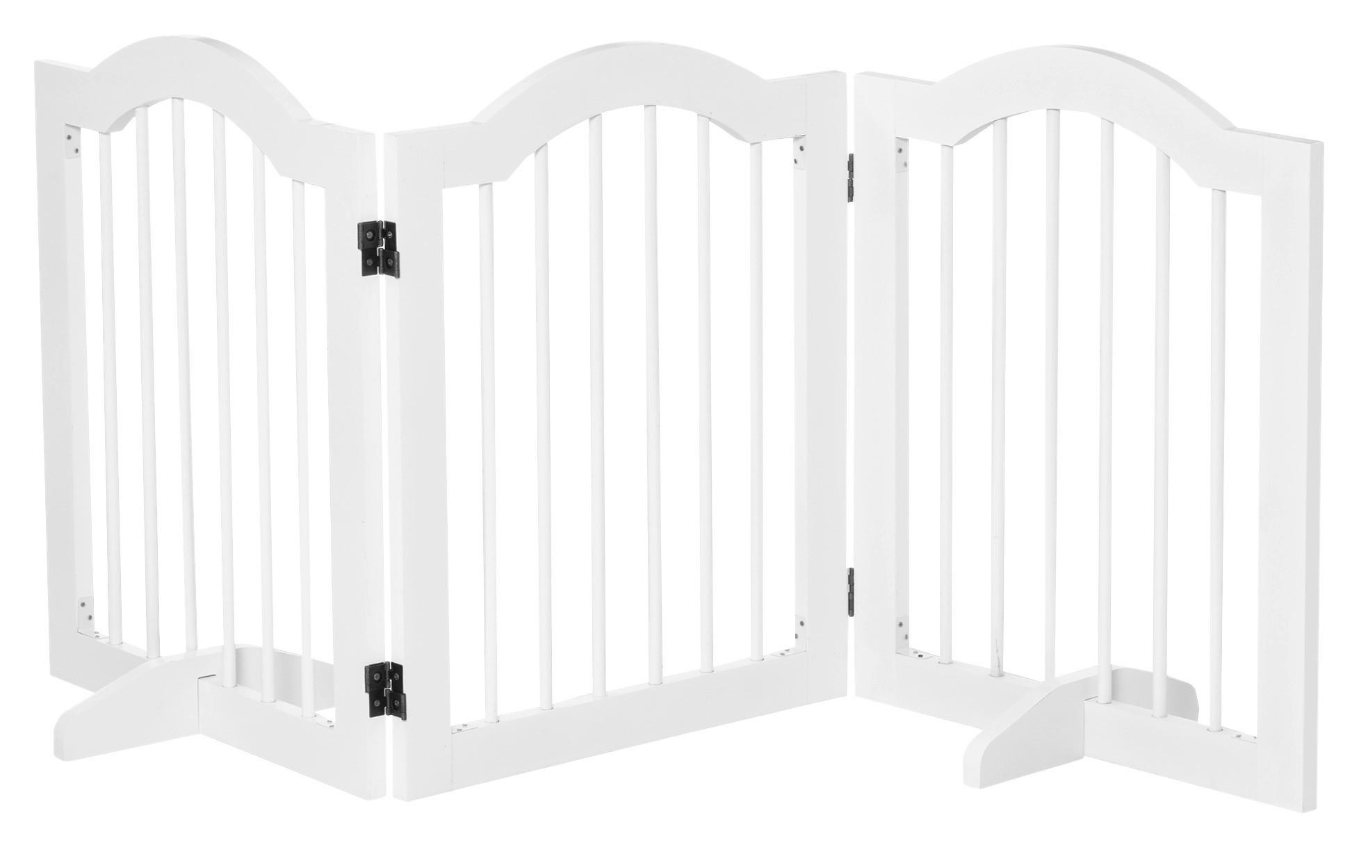 PawHut Hunde-Schutzgitter weiß Polypropylen B/H/L: ca. 29,5x154,5x61 cm Hunde-Absperrgitter - weiß (61,00/29,50/154,50cm) - PawHut